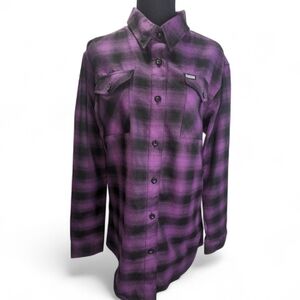 DIXXON Rare Limited Edition Women's Purple Plaid Button Down Shirt Size XL